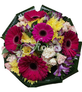 bouquet of gerberas chrysanthemums and roses